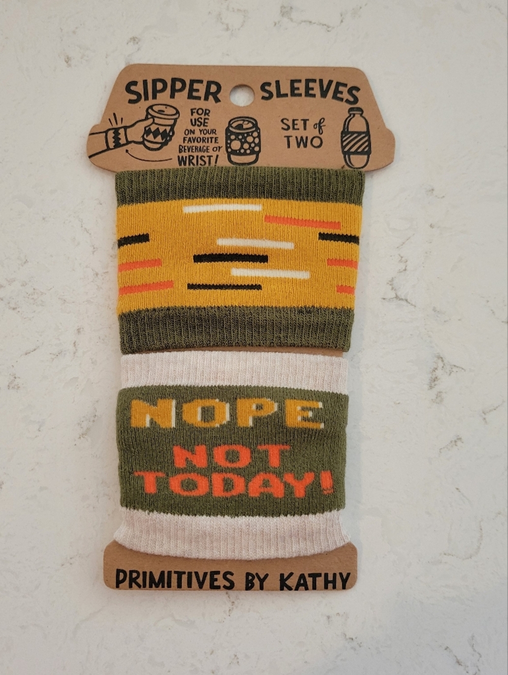 Primitives by Kathy Nope Not Today Knit Sipper Sleeves Can Coozie Set Of 2 New